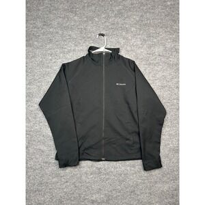 Columbia Black Softshell Full Zip Jacket Mens Large Mock Neck Outdoor Active